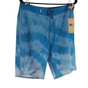 Quiksilver Highline Surf‎ Silk Board Shorts Swim Trunks Blue White Mens Large